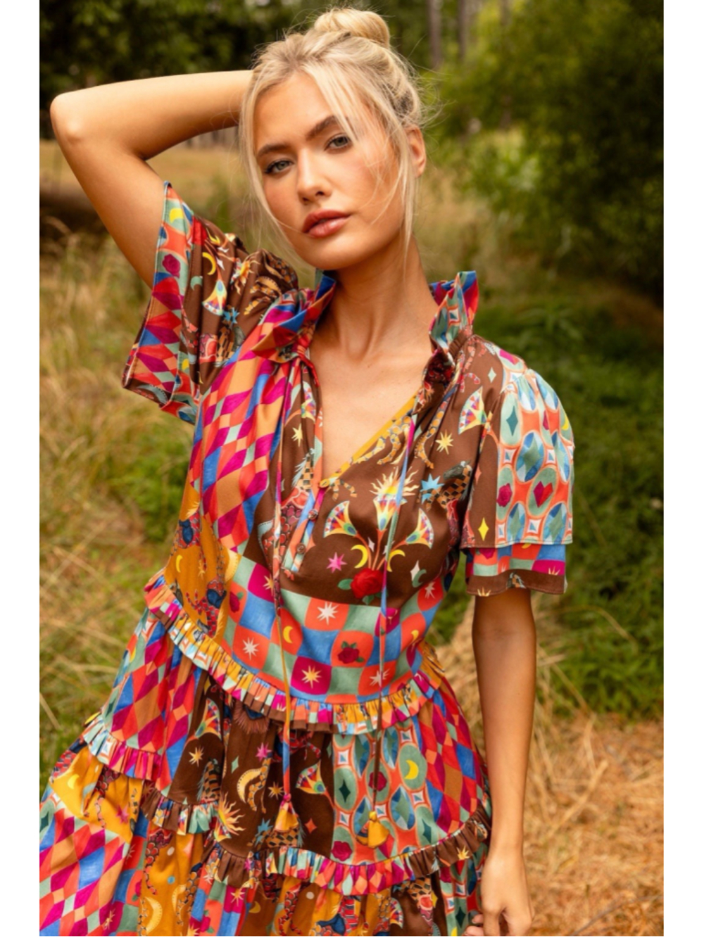 ALDEN ADAIR Celestial Hallie Flutter Sleeve Mini Cotton Dress XS NWT - Picture 4 of 8